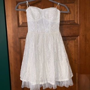 White strapless lace dress